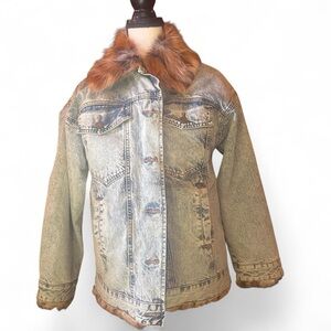 Urban Outfitters Denim Jacket with Faux Fur Collar